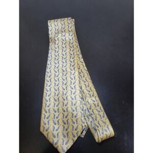 Pierre Cardin Men's‎ 100% Silk Golf Pattern Necktie Novelty Beige Blue